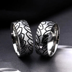316 Stainless Steel Vintage Car Tire Pattern Ring 2021 Korean Fashion New 8mm Unisex Ring Boys Girls Steampunk Party Jewelry