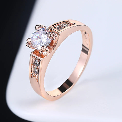 Cubic Zirconia 4 Claw Wedding/Engagement Rings Rose Gold Color Fashion Brand CZ Stone Jewelry For Women/Lady anel DFR051