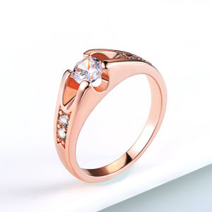 Double Fair 0.5 Carat Cubic Zircon Wedding Rings For Women Rose Gold Color Engagement Dating Cupple Ring Trend Jewelry R249