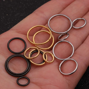 1PC 6mm to 16mm Stainless Steel Hinged Segment Clicker Ring Hoop Nose Septum Piercing Helix Cartilage Daith Earring Jewelry