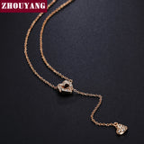 ZHOUYANG  Necklace For Women Heart Linked To Heart Rose Gold Color Fashion Pendant Jewelry Made with Austria Crystal ZYN159