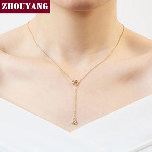 ZHOUYANG  Necklace For Women Heart Linked To Heart Rose Gold Color Fashion Pendant Jewelry Made with Austria Crystal ZYN159