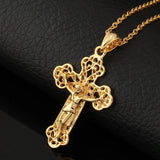 U7 Saint Benedict Cross Necklace Vintage Pattern Silver/Gold Color Pendant & Chain Fashion Women/Men Christian Jewelry P301