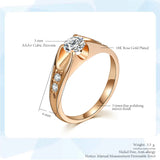 Double Fair 0.5 Carat Cubic Zircon Wedding Rings For Women Rose Gold Color Engagement Dating Cupple Ring Trend Jewelry R249