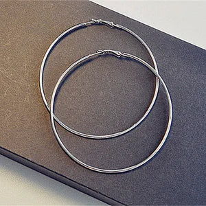 EKUSTYEE Big Circle Hoop Earring for Women Jewelry Metal Trendy Retro Big Round Circle Earrings