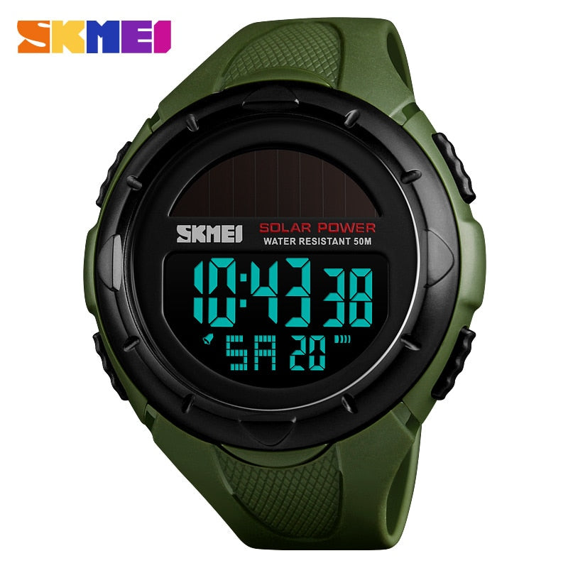 SKMEI Men Luminous Watches Sport Digital Mens Wristwatches Solar For Power Enviormentally Alarm Male Clock reloj hombre 1405