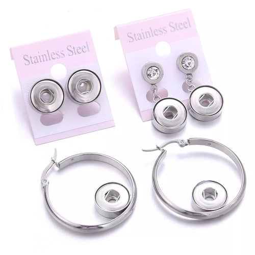Snap Jewelry Earrings Stainless Steel 12mm Snap Button Earrings Hollow Out Water Drop Mini 12 mm snap earring charm Buttons