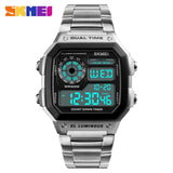 SKMEI Brand Digital Watch Men Golden Stainless Steel Wristwatches Man Military Clock Relogio Masculino Business Men Watches