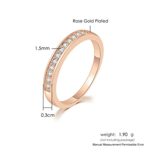 Classic Couple Rings for Women 1 Row Cubic Zirconia Simple Round Rose Gold Color Finger Ring Engagement Fashion Jewelry R062