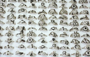 10Pcs Hot Sale Full Crystal Rhinestone Silver Plated Rings For Women Fashion Whole Jewelry Bulks Lots LR173