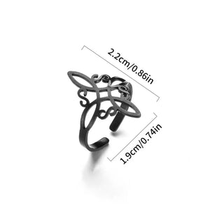 2023 Witch Knot Ring for Women Stainless Steel Adjustable Open Finger Rings 2023 New Witchcraft Amulet Jewelry Birthday Gift