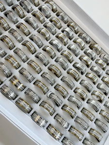 15Pcs Never Fade Rotatable Gold Silver Color Stainless Steel Rings For Women and Men Whole Jewelry Bulk Lots LR220