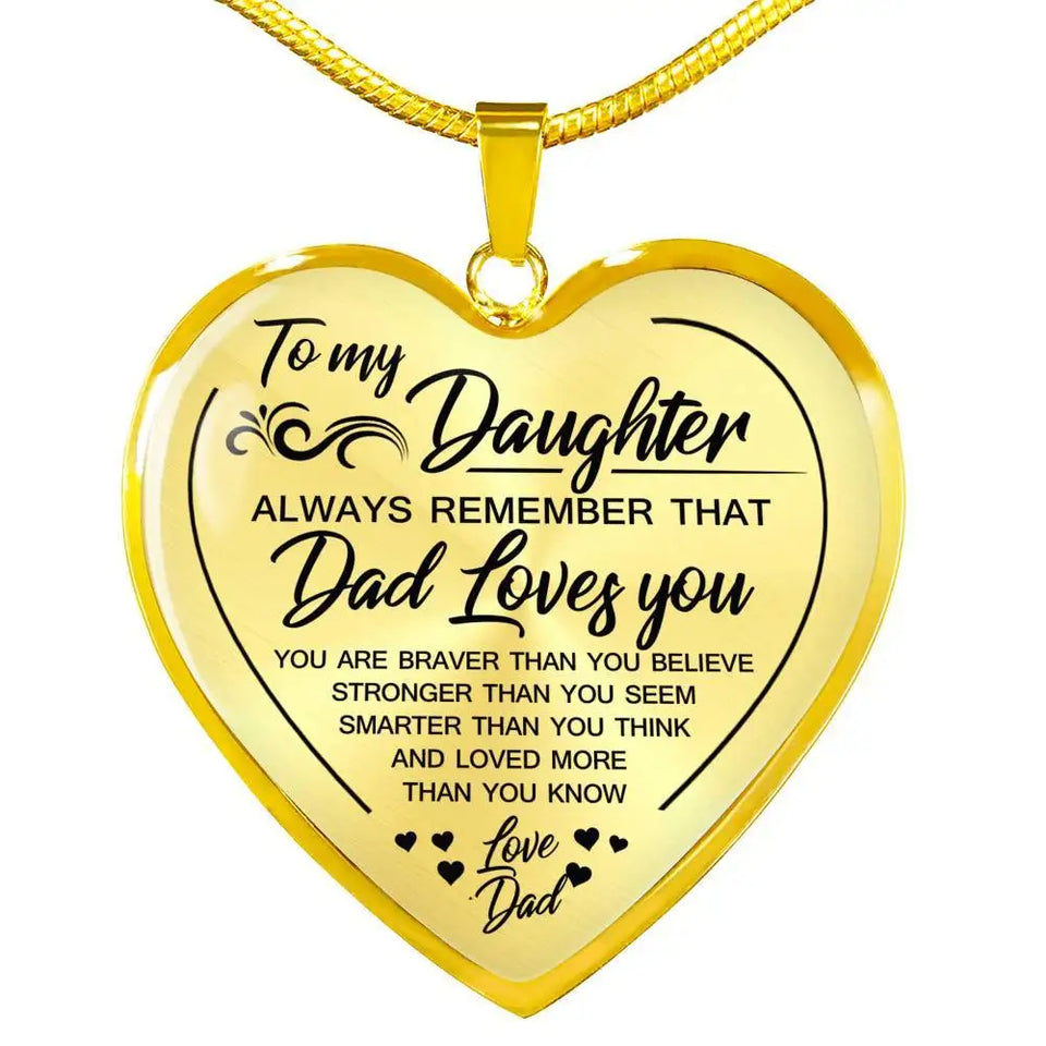 To My Daughter Always Remember That Dad Love You Heart Pendant Necklace Exquisite Butterfly Necklace Women Girls Family Gifts