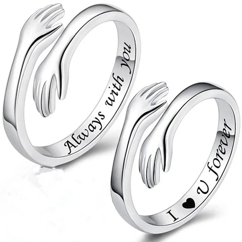 "I Love You Forever" Geometric Hug Ring Jewelry Men's and Women's Fashion Gothic Hip-hop Fashion Jewelry Gift Wholesale