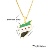 28TF Unisex Syria Country Map Flag Pendant Necklace Gold Silver Color Chain Choker Necklace Jewelry Christmas Party Ornament