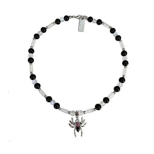 Vintage Spider Pendant Necklaces for Women Men Punk Splice Beaded Clavicle Chain Choker Necklace Gothic Hip Hop Jewelry Gift