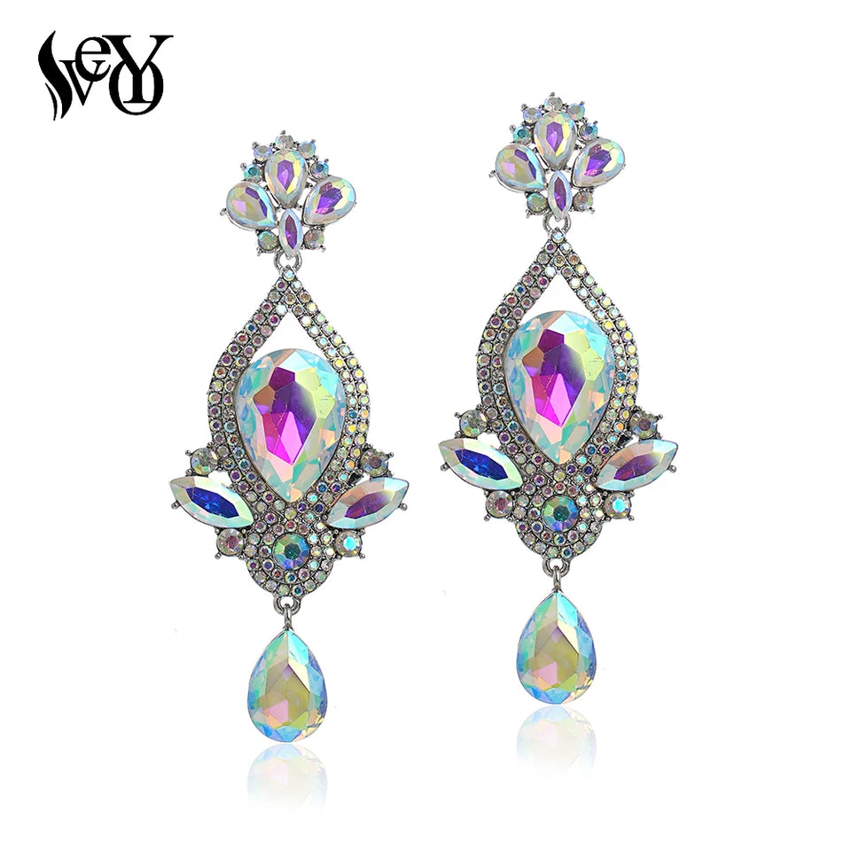 VEYO Classic Lady Long Crystal Drop Earrings Luxury Wedding Earrings for Women Fashion Jewelry 2023New Gift