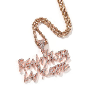 UWIN Cursive Font Real Hasta La Muerte Letters Pendant Necklaces For Men Iced Out Cubic Zircon Charms Fashion Jewelry for Gift