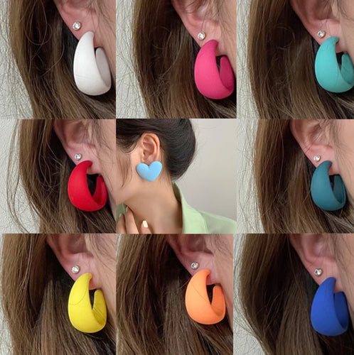 Candy Color Geometric Hoop Earring For Women Girls Fashion Creative Matte Acrylic Plastic Earring Party Gift Jewelry