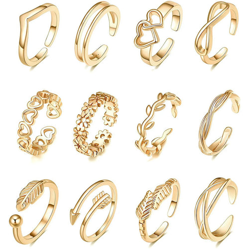12pcs Flower Arrows Toe Rings Attractive and Eye-catching Design Foot Ring for Women Teen Girls Girlfriend Newly