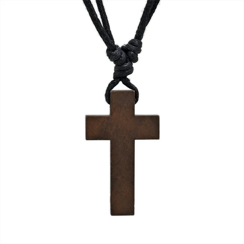 Various Styles Catholic Cross Necklace Jesus Christ Pendant Choker Retro Jewelry Style Natural Wood Necklace Wholesale Amulet