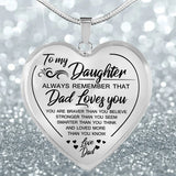 To My Daughter Always Remember That Dad Love You Heart Pendant Necklace Exquisite Butterfly Necklace Women Girls Family Gifts