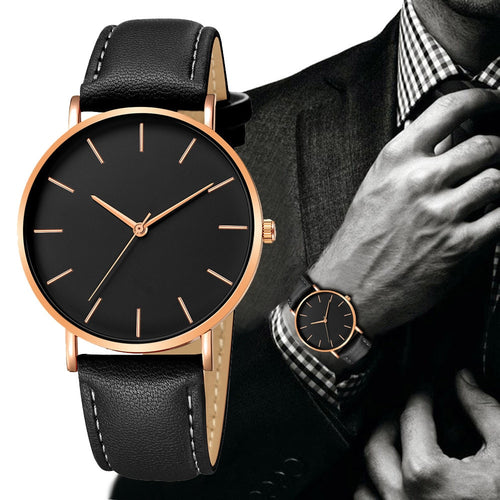 Luxury Men's Watch 2023 New Fashion Simple Leather Gold Silver Dial Men Watches Casual Quartz Clock Relogio Erkek Kol Saati