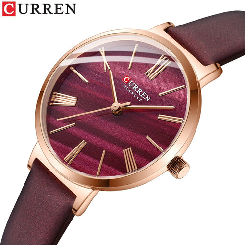 CURREN 2020 Women's Watches Leather Strap Quartz Wristwatch Classic Simple Clock female часы женские