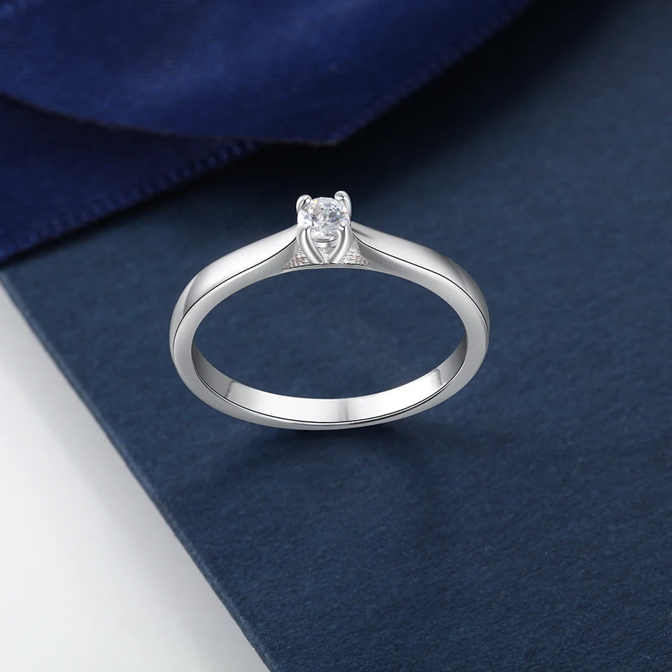 JewelOra Silver color Ring with Cubic Zirconia Classic Style Wedding Engagement Rings for Women Bridesmaid Gifts
