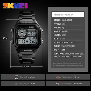 SKMEI Brand Digital Watch Men Golden Stainless Steel Wristwatches Man Military Clock Relogio Masculino Business Men Watches