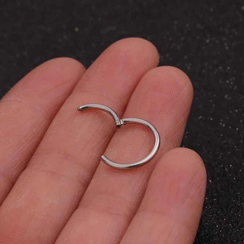 1PC 6mm to 16mm Stainless Steel Hinged Segment Clicker Ring Hoop Nose Septum Piercing Helix Cartilage Daith Earring Jewelry