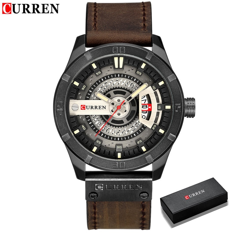 CURREN Men Military Sports Watches Men&#39;s Quartz Date Clock Man Casual Leather Wristwatches  Relogio Masculino