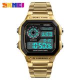 SKMEI Brand Digital Watch Men Golden Stainless Steel Wristwatches Man Military Clock Relogio Masculino Business Men Watches