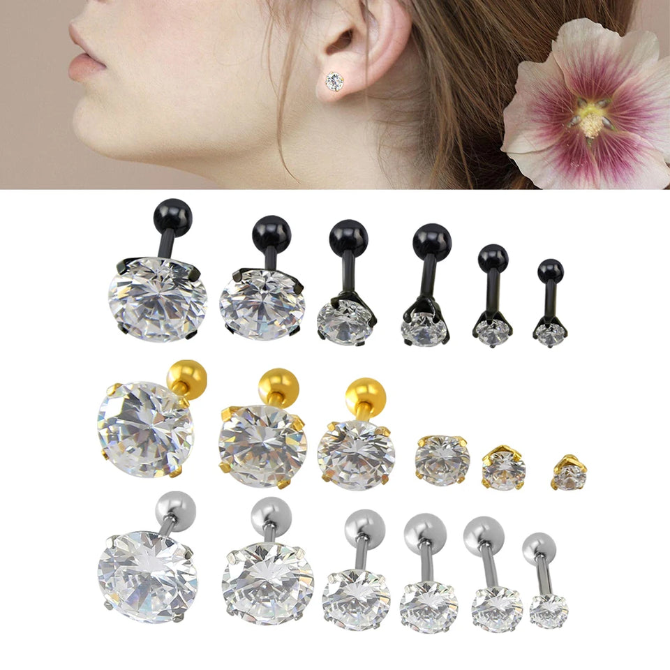 Earring Fashion Jewelry Four Prong Set Clear CZ16G Tragus Ear Stud Earrings For Women Fashion Ear Piercing Stud Earring pendient