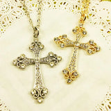 Big Silver Color Cross Pendant Necklace Crystal Rhinestone Long Chain Necklace for Women Hip Hop Fashion Jewelry nke-h77