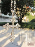 Big Silver Color Cross Pendant Necklace Crystal Rhinestone Long Chain Necklace for Women Hip Hop Fashion Jewelry nke-h77