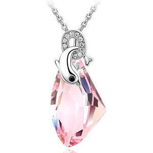 High Quality Silver Color Austria Crystal Dolphin AX Pendant Necklace Fashion Jewelry 2019 Animal Design Party Gift