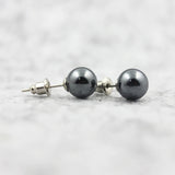 3A Grade 6mm 8mm 10mm Round Hematite Beads Stud Earrings Nickel Free (3 Pairs)  HE1000