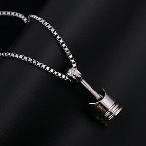 Mini Engine Piston Pendant Stainless Steel Necklace Biker Motorcycle Enthusiast Torque Necklaces Men Punk Rocking Jewelry SN63