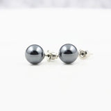 3A Grade 6mm 8mm 10mm Round Hematite Beads Stud Earrings Nickel Free (3 Pairs)  HE1000