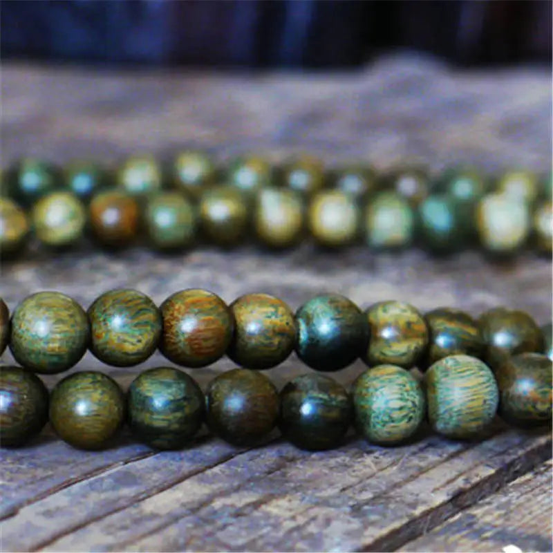 Buddhist 8mm 108 Natural Green Sandalwood Prayer Malas Bracelets Fragrant Wooden Verawood Beads Necklace Free Shipping BRO933