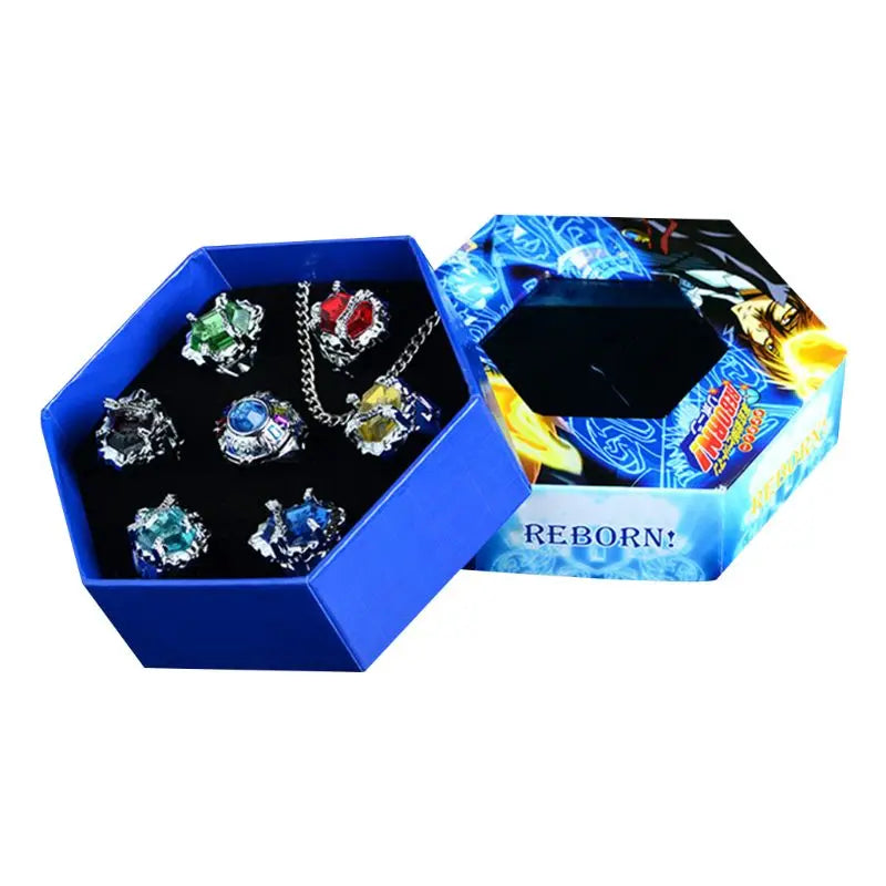 2022 New 7Pcs/Set Katekyo Hitman Reborn Vongola Alloy Rings Anime Cosplay Fashion Jewelry