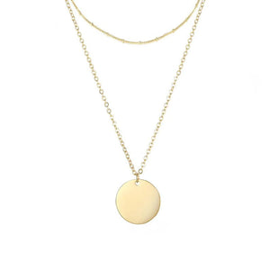 Boho Fashion New Vintage Simple Round Sequin Pendant Gold Color Necklaces For Women 2020 Multilevel Necklace Jewelry Gift