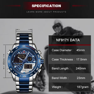 NAVIFORCE Men Digital Watch Luxury Sport Quartz Mens Wristwatches Waterproof Military Luminous Clock Relogio Masculino