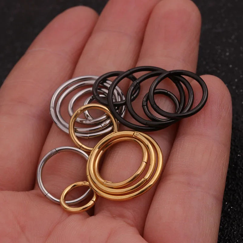 1PC 6mm to 16mm Stainless Steel Hinged Segment Clicker Ring Hoop Nose Septum Piercing Helix Cartilage Daith Earring Jewelry