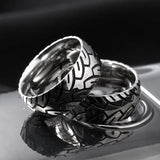 316 Stainless Steel Vintage Car Tire Pattern Ring 2021 Korean Fashion New 8mm Unisex Ring Boys Girls Steampunk Party Jewelry