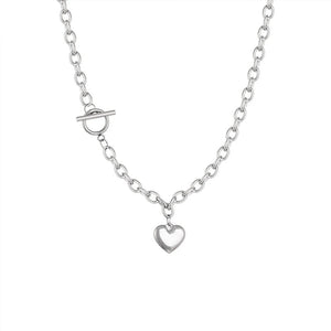 Punk Stainless Steel Long Thick Chain Toggle Heart Pendant Necklace For Women Men Goth Choker Necklaces 2020 Trend Neck Jewelry