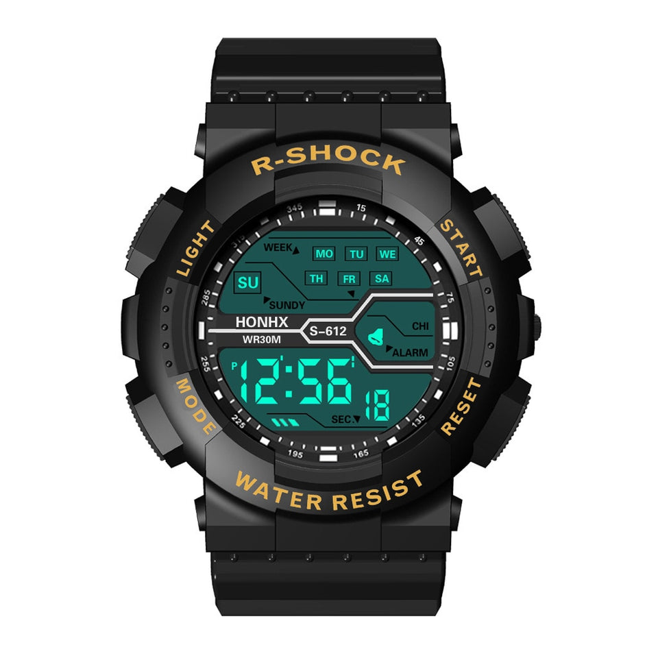 YIKAZE Black Digital Watch for Men Sports Watches Waterproof Outdoor Chronograph Hand Clock G Infantry Shock Student Wristwatch