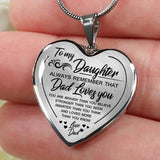 To My Daughter Always Remember That Dad Love You Heart Pendant Necklace Exquisite Butterfly Necklace Women Girls Family Gifts