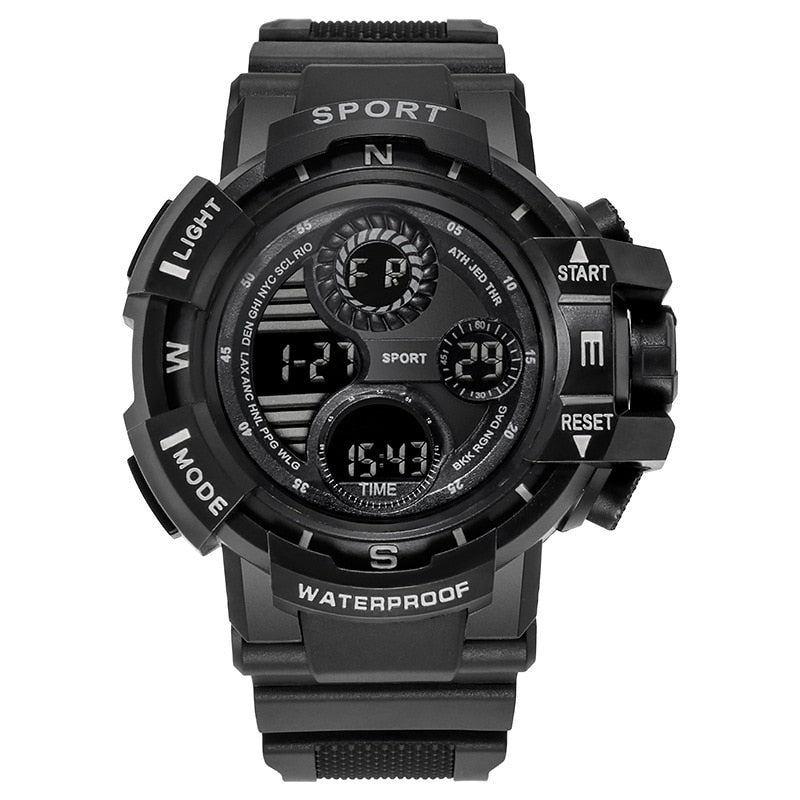 YIKAZE Black Digital Watch for Men Sports Watches Waterproof Outdoor Chronograph Hand Clock G Infantry Shock Student Wristwatch